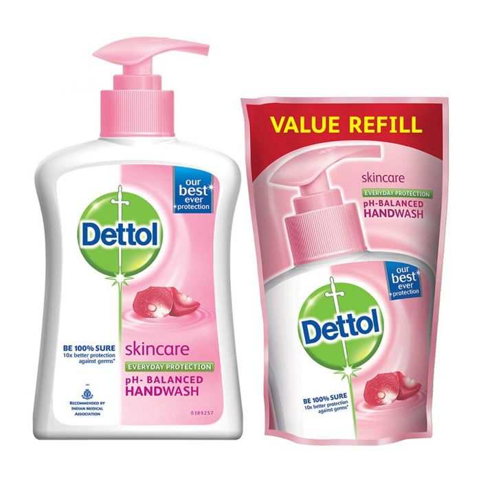 Dettol Skincare Liquid Handwash Pump 200ml + Refill Pouch